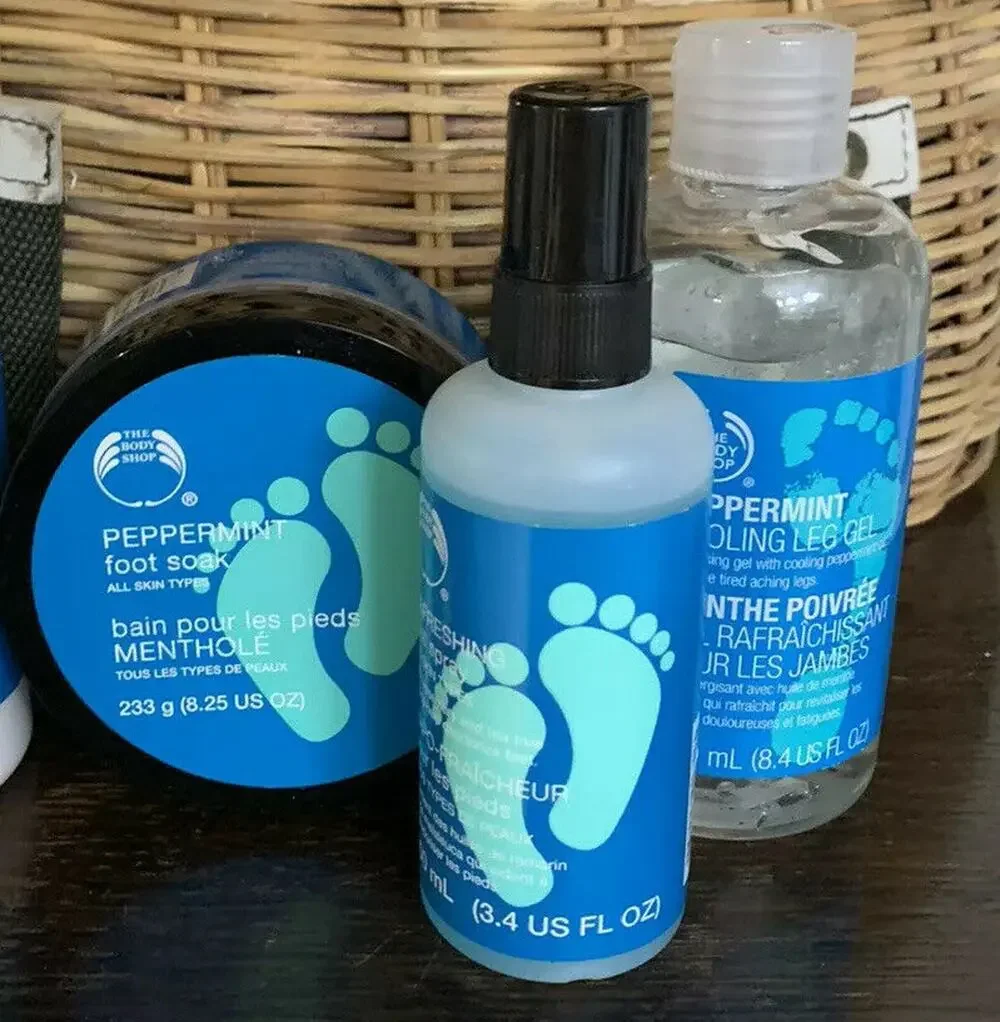 The Body Shop Peppermint Foot soak Cooling lotion gel lot rare Lot 3